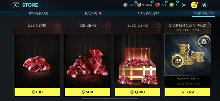 Existing store screen